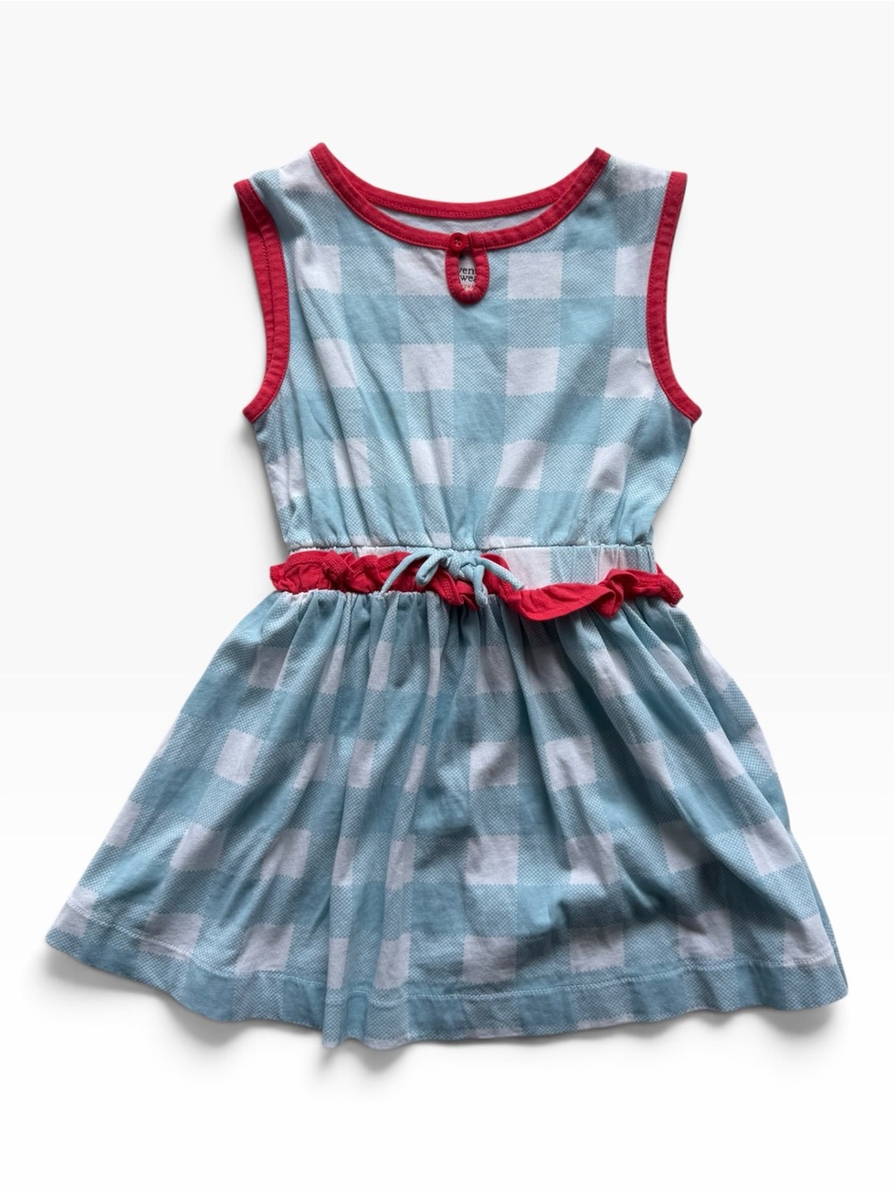 Copper Key Blue Gingham Dress with Pink Trim